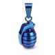 PENDENTIF POUR HOMME ADO EN ACIER 316L GRENADE BLEU ARMEE MILITAIRE + 1 CHAINE BOULE NEUF