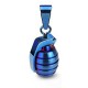 STEEL PENDANT BLUE PLATED MILITARY GRENADE AND 1 BALL CHAIN
