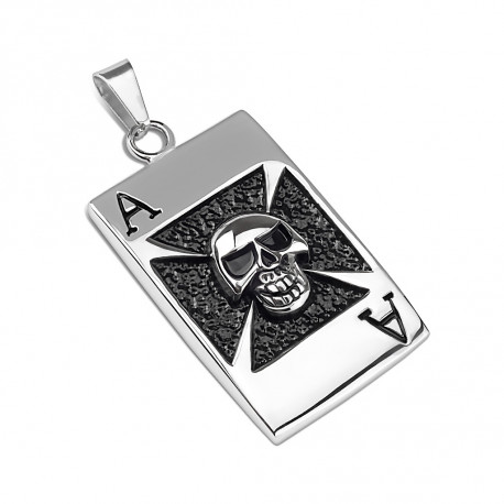 Pendentif homme acier carte as poker croix celtique biker et 1 chaine