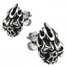 Pair of gothic steel skull and crossbones earrings for men
