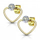 Paire de boucles d'oreilles femme acier coeur pierre blanche zircon