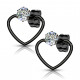 Paire de boucles d'oreilles femme acier coeur pierre blanche zircon