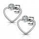 Paire de boucles d'oreilles femme acier coeur pierre blanche zircon