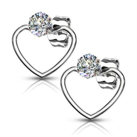 PAIRE BOUCLES D'OREILLES POUR HOMME ADO TIGE FERMOIR ACIER RONDE ZIRCON DIAMS SWAROVSKI BLANC 5mm NEUF