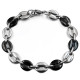 Bracelet bicolore homme en maille grains de café acier et noir 20cm 10mm