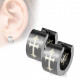 Pair of medieval gothic cross steel earrings for men