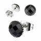 PAIRE BOUCLES D'OREILLES POUR HOMME ADO TIGE FERMOIR ACIER RONDE ZIRCON DIAMS SWAROVSKI BLANC 5mm NEUF