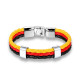 BRACELET HOMME ACIER CUIR TRESSE EQUIPE PAYS DRAPEAU ALLEMAGNE