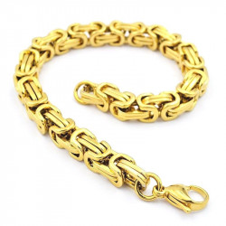 Chaine homme acier inoxydable et plaqué or maille byzantine bling