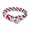 Bracelet homme cuir tressé et fleur de lys crane acier biker 22cm