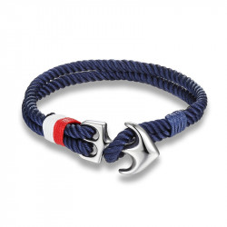 Bracelet homme corde nylon couleur france fermoir acier ancre marine