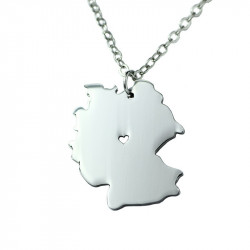 Pendentif homme femme carte nationale pays Allemagne coeur et 1 chaine