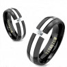 Bague anneau homme en titane avec duo de tresses de couleur noires