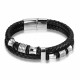 Bracelet homme en cuir tressé deux liens et fermoir acier inoxydable