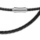 Men's and women's necklace chain black woven leather magnetic steel clasp