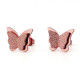 Paire de boucles d'oreilles femme enfant acier couleur rose papillon