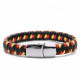 Bracelet homme cuir couleur rouge et noir et fermoir acier foot rugby