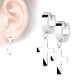 PAIRE BOUCLES D'OREILLES POUR HOMME ADO TIGE FERMOIR ACIER RONDE ZIRCON DIAMS SWAROVSKI BLANC 5mm NEUF