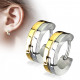 Pair of two-tone silver and gold band earrings for men and women