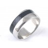 BAGUE ANNEAU ALLIANCE HOMME ACIER INOXYDABLE CARBONE NOIR