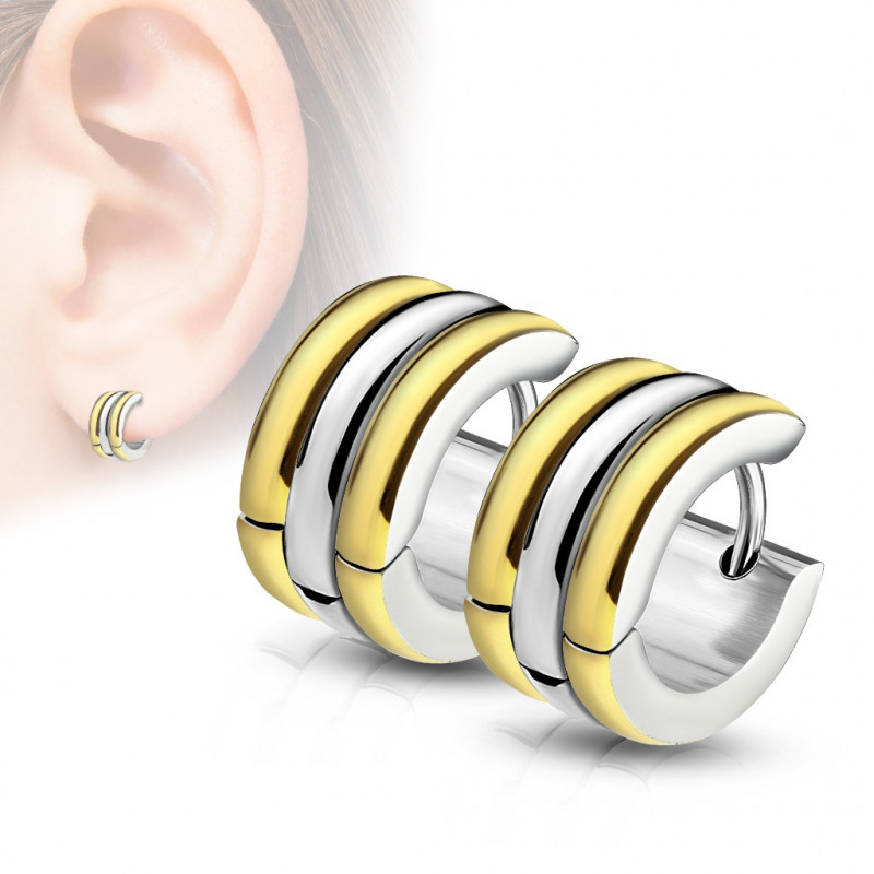 Paire boucles d'oreille anneaux en acier doré
