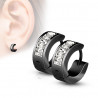 PAIRE BOUCLES D'OREILLES POUR HOMME ADO TIGE FERMOIR ACIER RONDE ZIRCON DIAMS SWAROVSKI BLANC 5mm NEUF