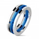 Bague trio anneaux homme acier inox et plaqué bleu design original