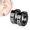 Pair of men's earrings women's steel black latin cross gothic