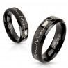 Ring woman man steel lacquered black heartbeat couple