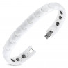 BRACELET GOURMETTE POUR HOMME CERAMIQUE NOIR BLANCHE MAGNETIQUE 18CM