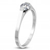 BAGUE SOLITAIRE FEMME ACIER ET PIERRE RONDE ZIRCON MARIAGE FIANÇAILLE