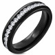 Bague alliance éternité femme acier noir pierres zircons mariage