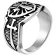 Bague homme acier blason bouclier médiévale à croix fleur de lys