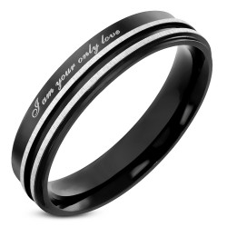 Bague pour homme femme acier couleur plaqué noir toute noire laqué