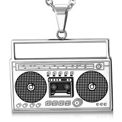 PENDENTIF HOMME ADO ACIER INOXYDABLE POSTE RADIO ET 1 CHAÎNE