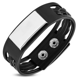 Bracelet gourmette homme acier inoxydable 3 têtes de mort biker 22cm