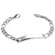 Bracelet homme femme acier maille figaro plaque à graver 20cm 8mm