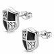 PAIRE BOUCLES D'OREILLES POUR HOMME ADO TIGE FERMOIR ACIER RONDE ZIRCON DIAMS SWAROVSKI BLANC 5mm NEUF