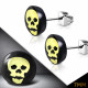 Paire de boucle d'oreilles homme acier et acrylique tête de mort