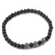 Bracelet pour homme cuir tressé noir fermoir acier inoxydable jerico 22cm