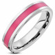 Bague anneau alliance femme carbure de tungstène bandeau rose 5mm