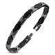 BRACELET GOURMETTE HOMME CERAMIQUE NOIR TUNGSTENE MAGNETIQUE 20cm