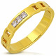 Gold-plated women's wedding ring set with three zircons