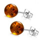 Paire boucles d'oreilles femme enfant fille acier perle pierre ambre