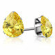 Boucles d'oreilles femme acier forme larme goutte d'eau jaune 4mm