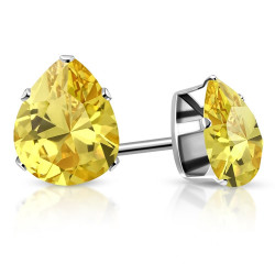 Boucles d'oreilles femme acier forme larme goutte d'eau jaune 4mm