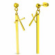 Paire boucles d'oreilles femme plaqué or barre croix latine accrochée