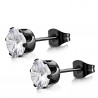 PAIRE BOUCLES D'OREILLES POUR HOMME ADO TIGE FERMOIR ACIER RONDE ZIRCON DIAMS SWAROVSKI BLANC 5mm NEUF