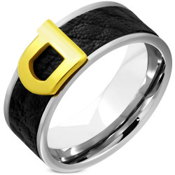 Bague anneau femme acier et bande cuir avec boucle de ceinture originale