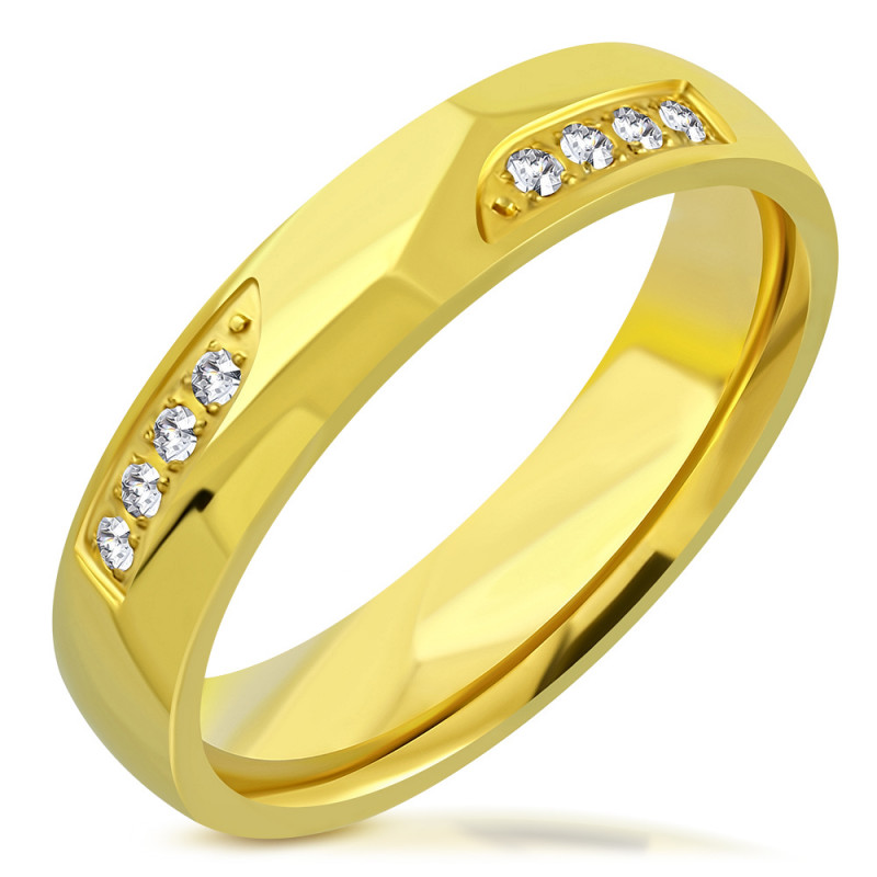  Bague  anneau de  mariage  femme  acier dor  sertie de  pav  